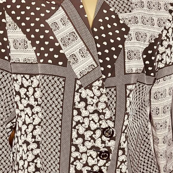 Blocked Paisley Brown and Cream Blazer Size Medium - Picture 2 of 5